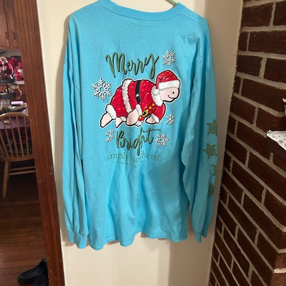 Simply Southern women’s size xxl Merry Bright Christmas turtle long sleeve shirt - Picture 1 of 4